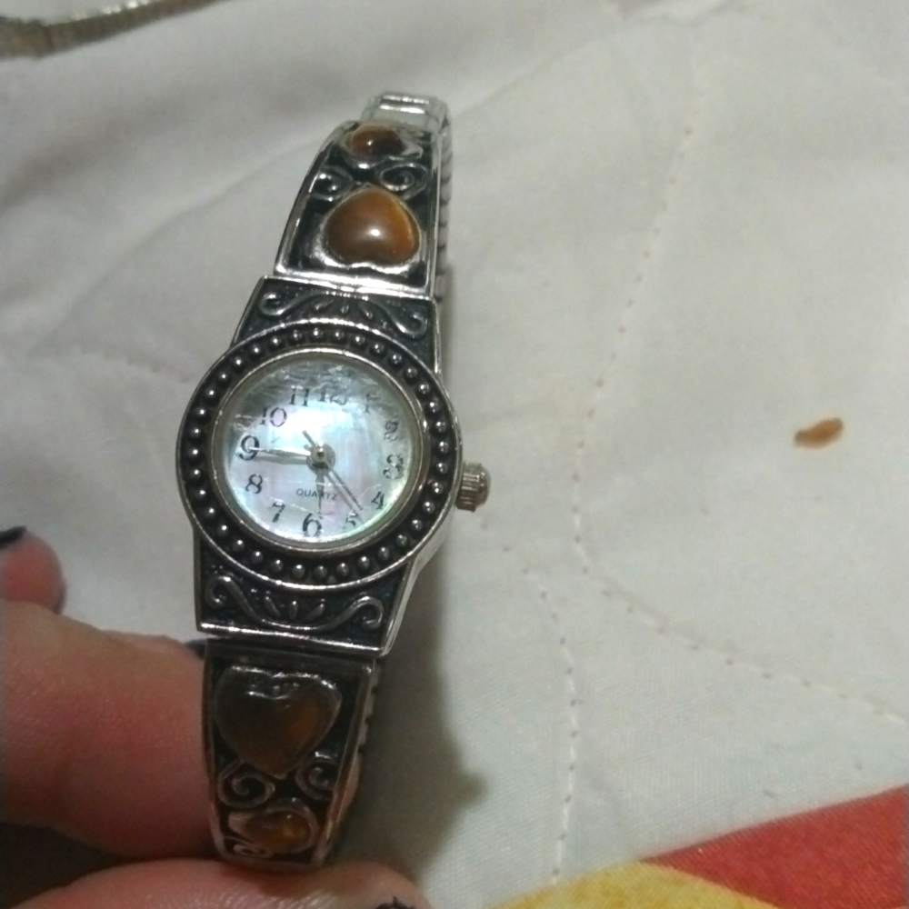 Vintage watch with Real tiger stone